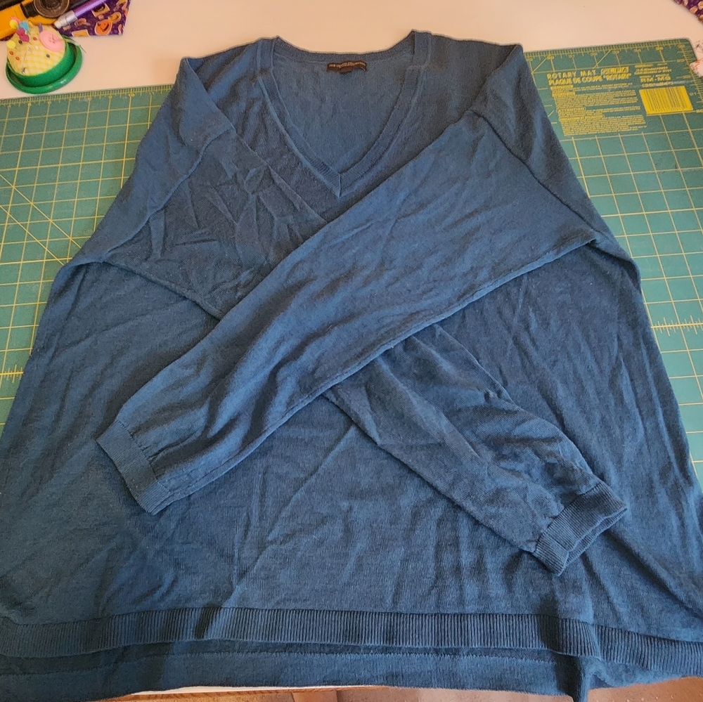 Lane Bryant 22/24 Merino Teal V Neck Light Sweater
